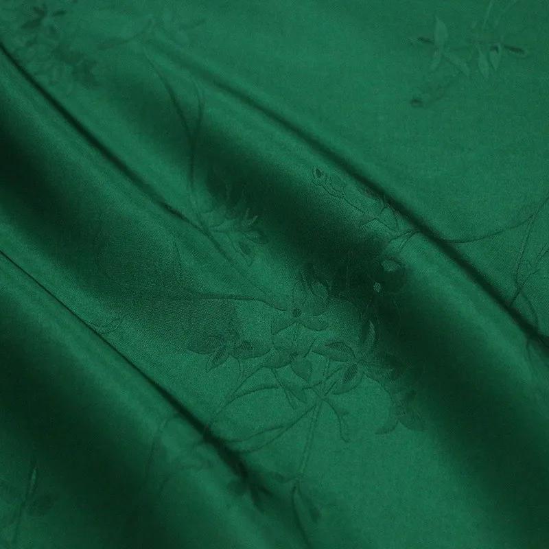 

New Chinese-style jacquard green set of Hanfu and cheongsam made silk fabric
