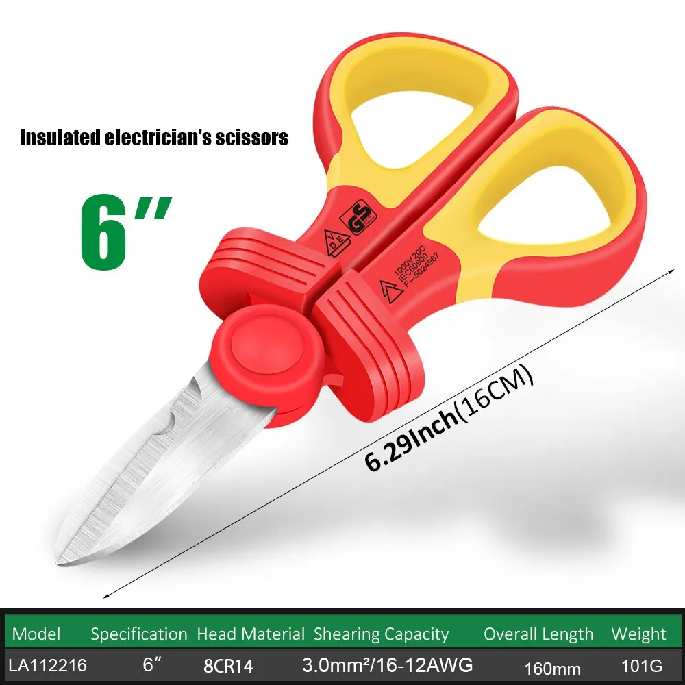 LAOA Electric Scissors Insulated Handle Alloy Steel High Voltage Insulation Wire Cutters Electrician DIY Shears