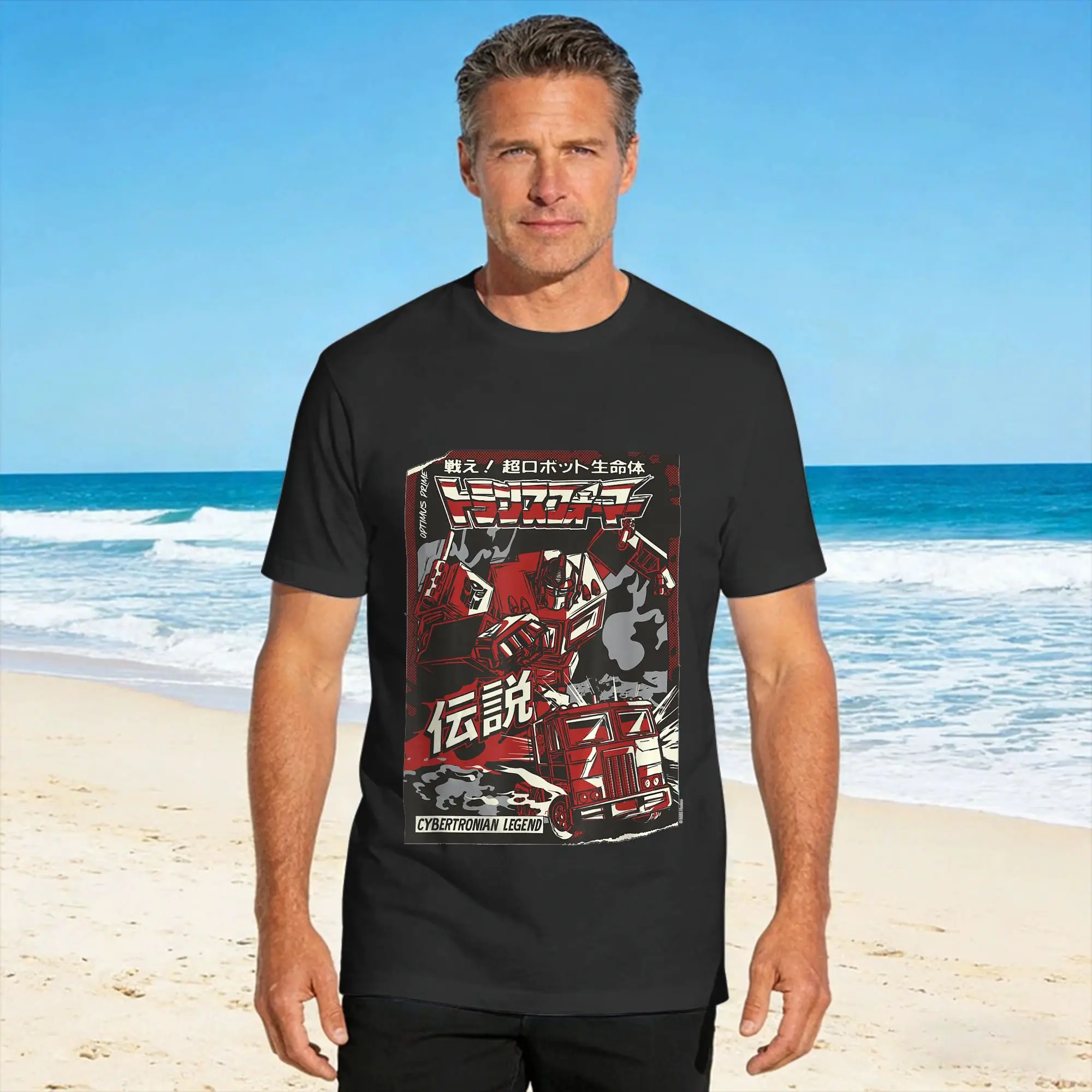 Optimus Prime Japanese Comic Cover T Shirt Summer  Y2K Funny T Shirts Pure Cotton Hippie Tee Shirt For Men Design Clothes