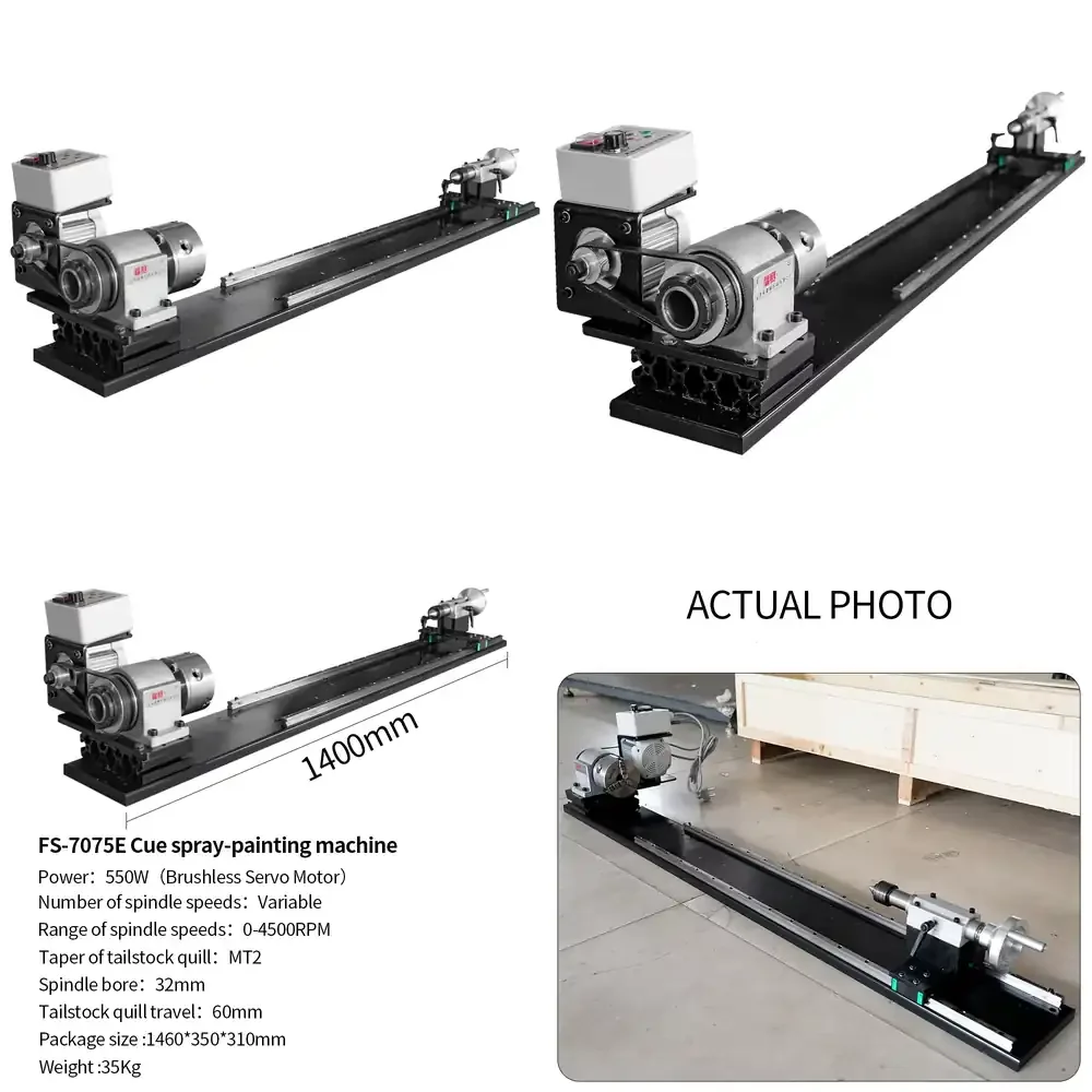 

FS-7075E Horizontal Cue Spray Painting Machine with Variable Speed and Single Chuck for Pool Cue Repair Lathe