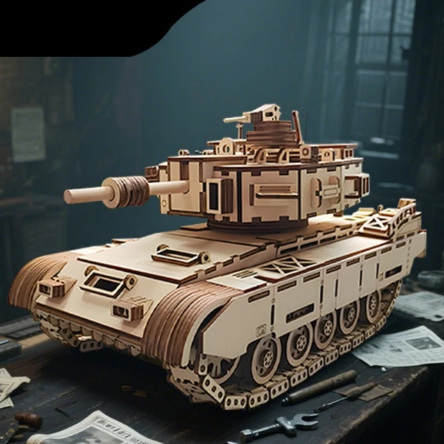 

3D Wooden Tracked Tank Puzzle - DIY Handmade Educational & Scientific Toy, Non-Toxic Eco-Friendly Family Desktop Decor