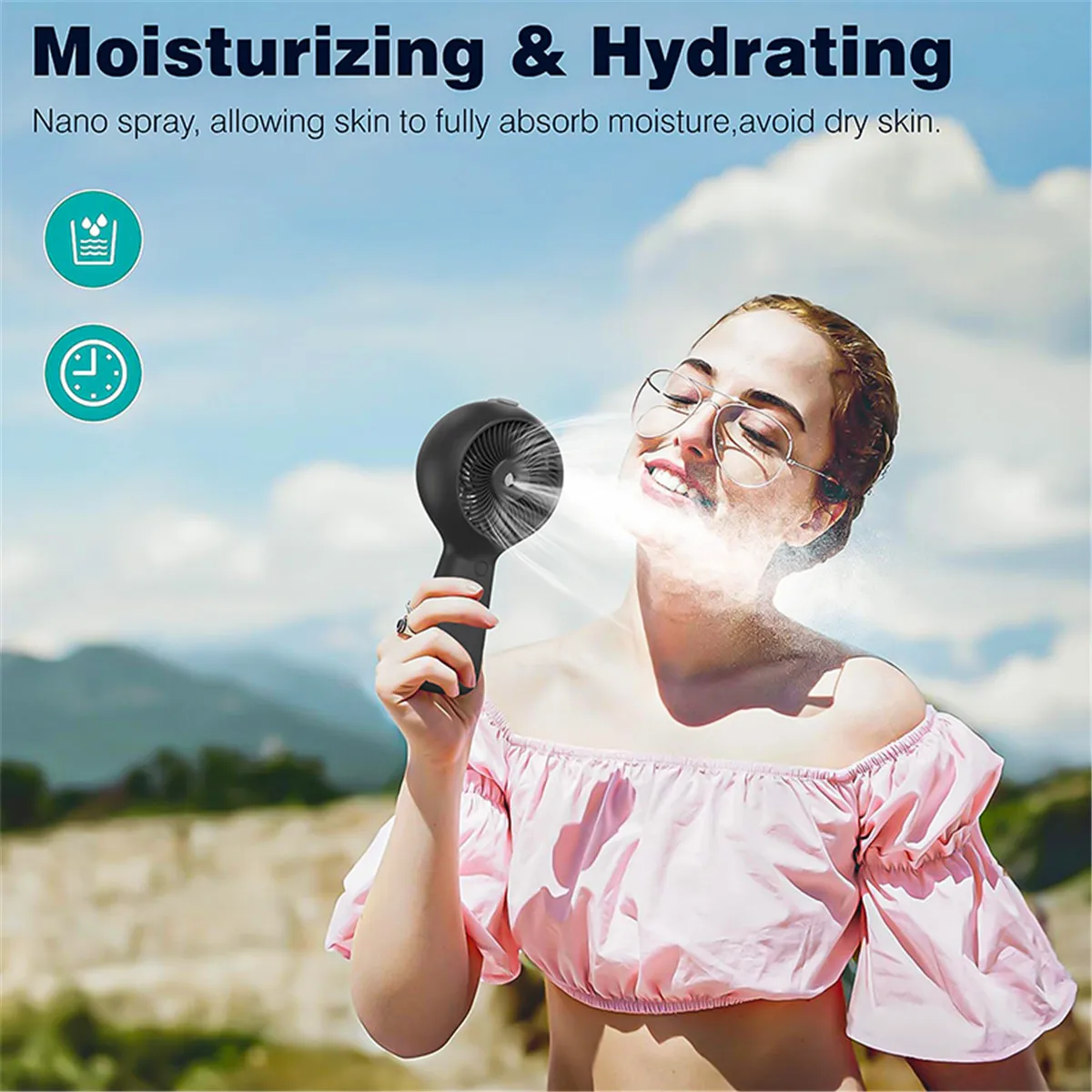 Spray humidifier fan handheld fan moisturizing usb rechargeable lithium battery cool and portable mini in summer