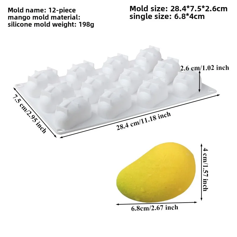 ثلاثية الأبعاد المانجو تصميم سيليكون كعكة قوالب حفلة المعجنات خبز الفاكهة موس قالب الكعكة المطبخ الغذاء الصف الحلوى أدوات الخبز #6