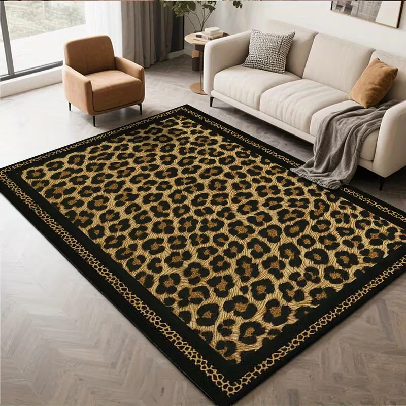 Retro Leopard Print Style Carpet Living Room Home Decor Sofa Rug Bedroom Bedside Rug Kitchen Coffee Table Floor Mat Door Mat