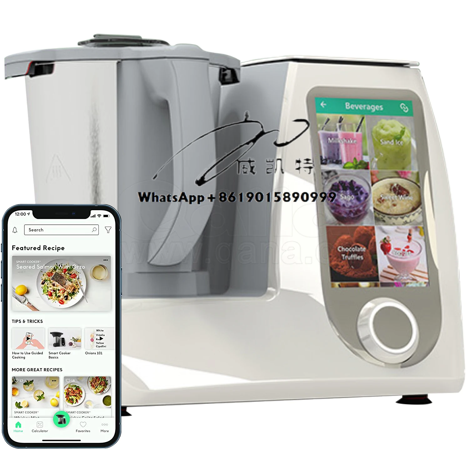 

QANA Factory Wholesale OEM Wifi App Cook LCD Soup Maker Blender Multifunctional Food Processor Cooking Machine Kitchen Robot