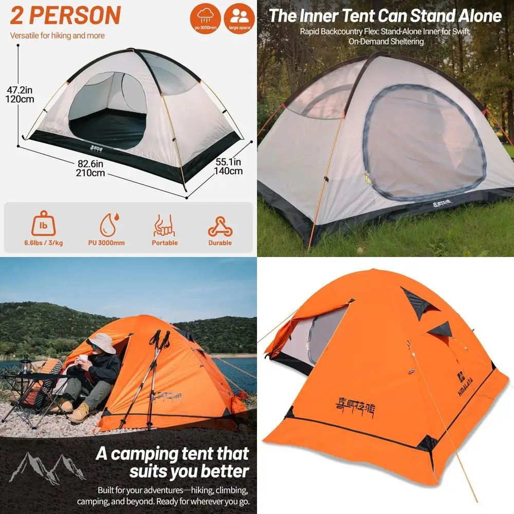 

4-Season Waterproof 2-3 Person Tent for Winter Camping, Hiking, and Mountaineering with PU5000 Coating