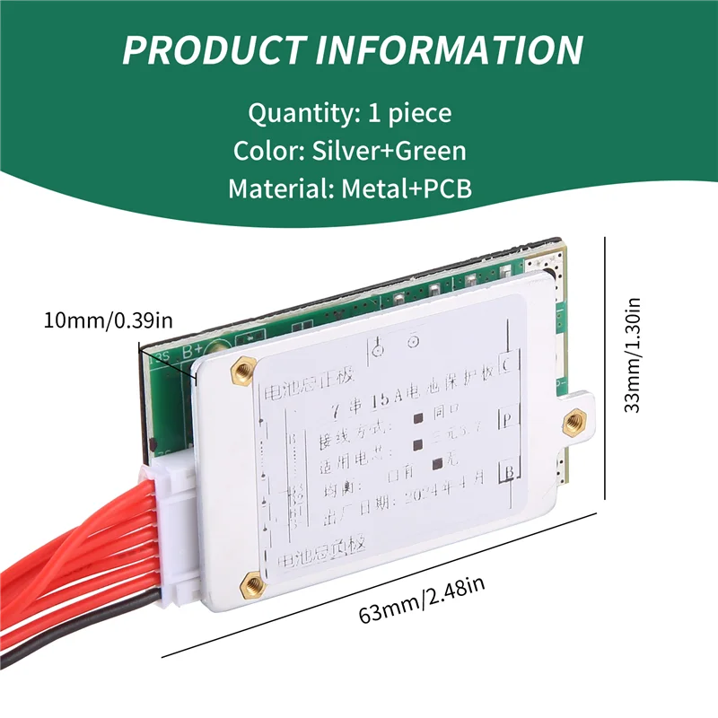 7S 24V 15A Защитная плата литий-литиевой батареи BMS PCB плата для электрического скутера E-Bike