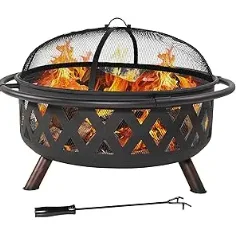 

Костра для вогнища Crossweave Outdoor с искровым экраном, покером и круглой крышкой — 36 дюймов