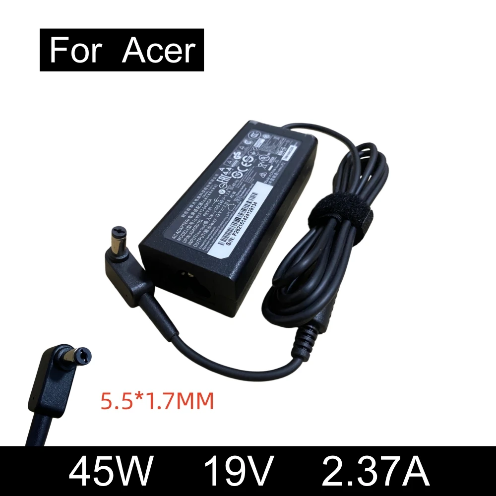 Cargador adaptador para ordenador portátil, 19V, 2,37a, 45W, 5,5x1,7MM, para Acer Aspire E1-410 ES1-111 A314‑31 Swift 1 3 SF113‑31, fuente de alimentación