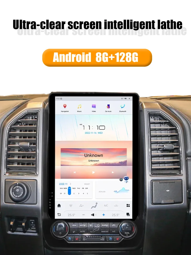 14.4 Inch Android 13 Car Multimedia Player 128GB for Ford F150 Raptor 2009-2014 Tesla Style GPS Navigation Radio Tape Headunit