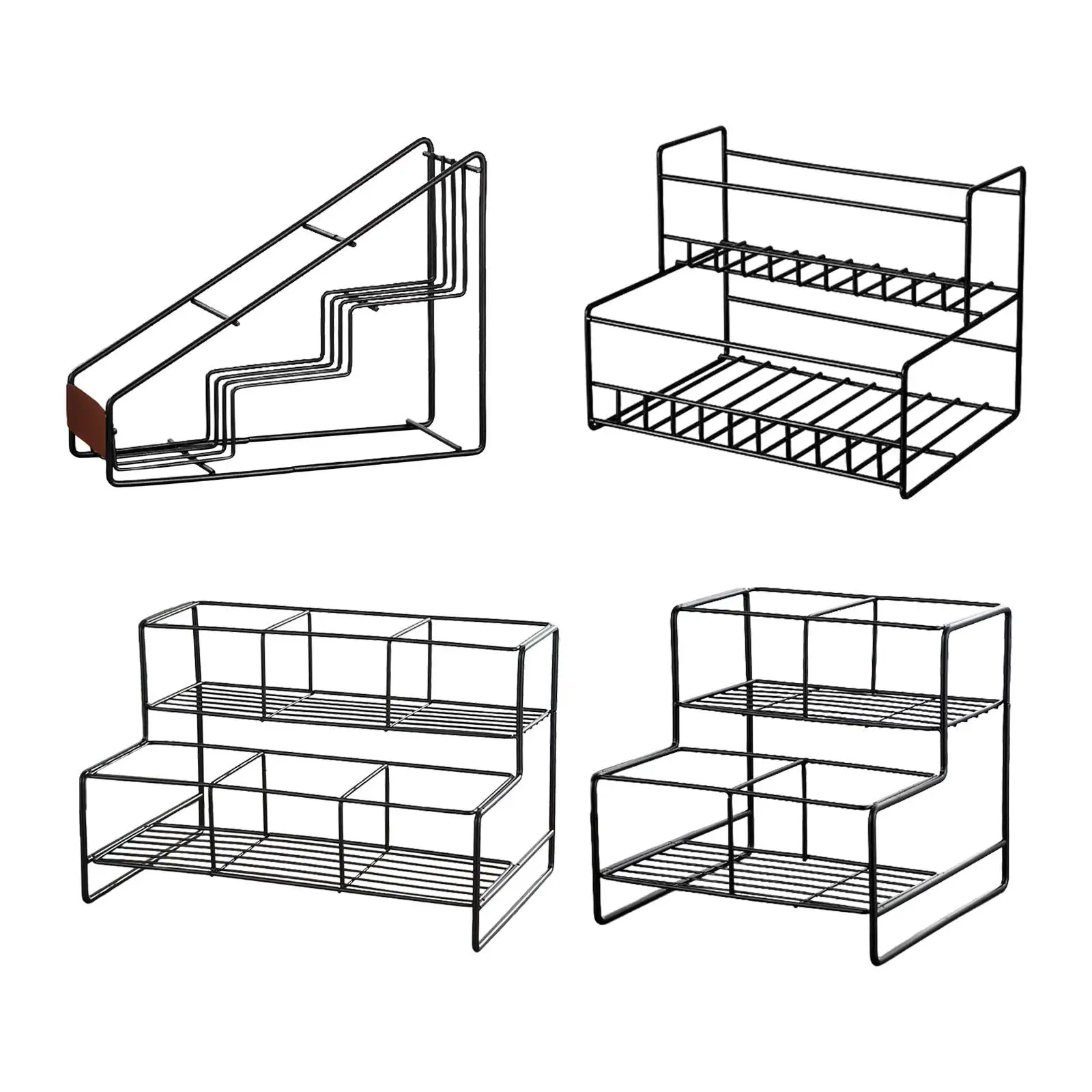 

Coffee Syrup Rack Shelf Stand Easily Install Practical Family Easy to Clean Kitchen Storage Rack Kitchen Countertop Organizer