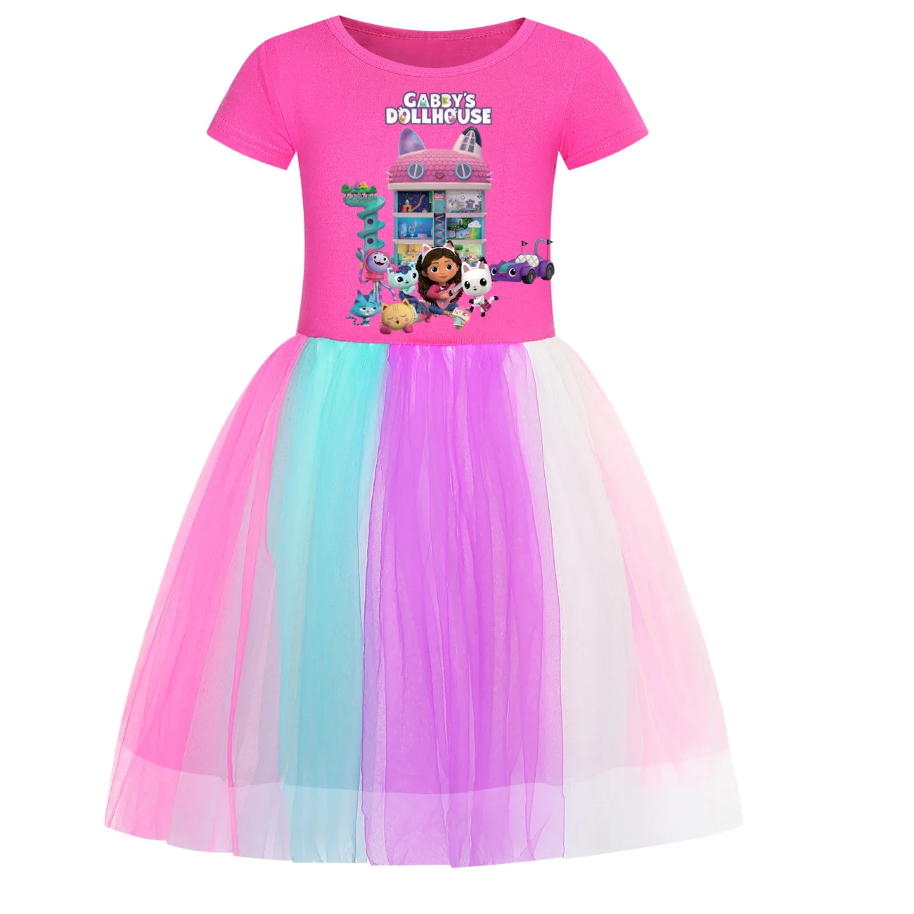 Gabbys Doolhouse trajes cosplay para meninas, vestidos casuais para crianças, vestido de princesa para o bebê, festa infantil, bolsa incluída, chat, verão