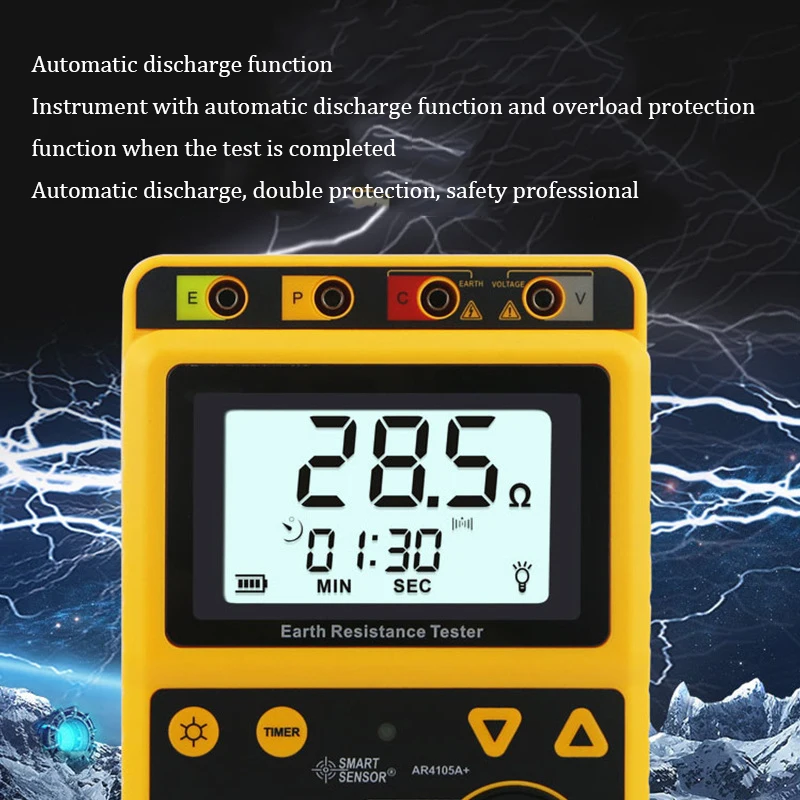 AR4105A High Precision Ground Resistance Tester Digital Ground Resistance Meter Swing Meter Lightning Protection Tester