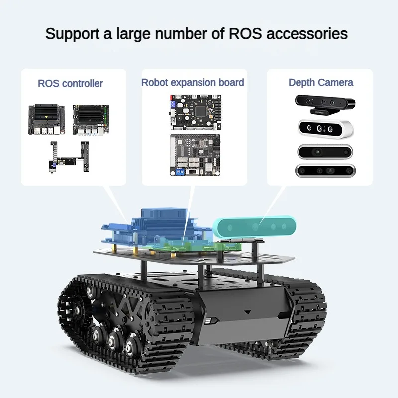 Chasis de tanque de absorción de impacto fuerte de carga de 10KG con suspensión de Motor, Kit de Robot de tanque totalmente metálico, Motor de codificación, coche Robot inteligente