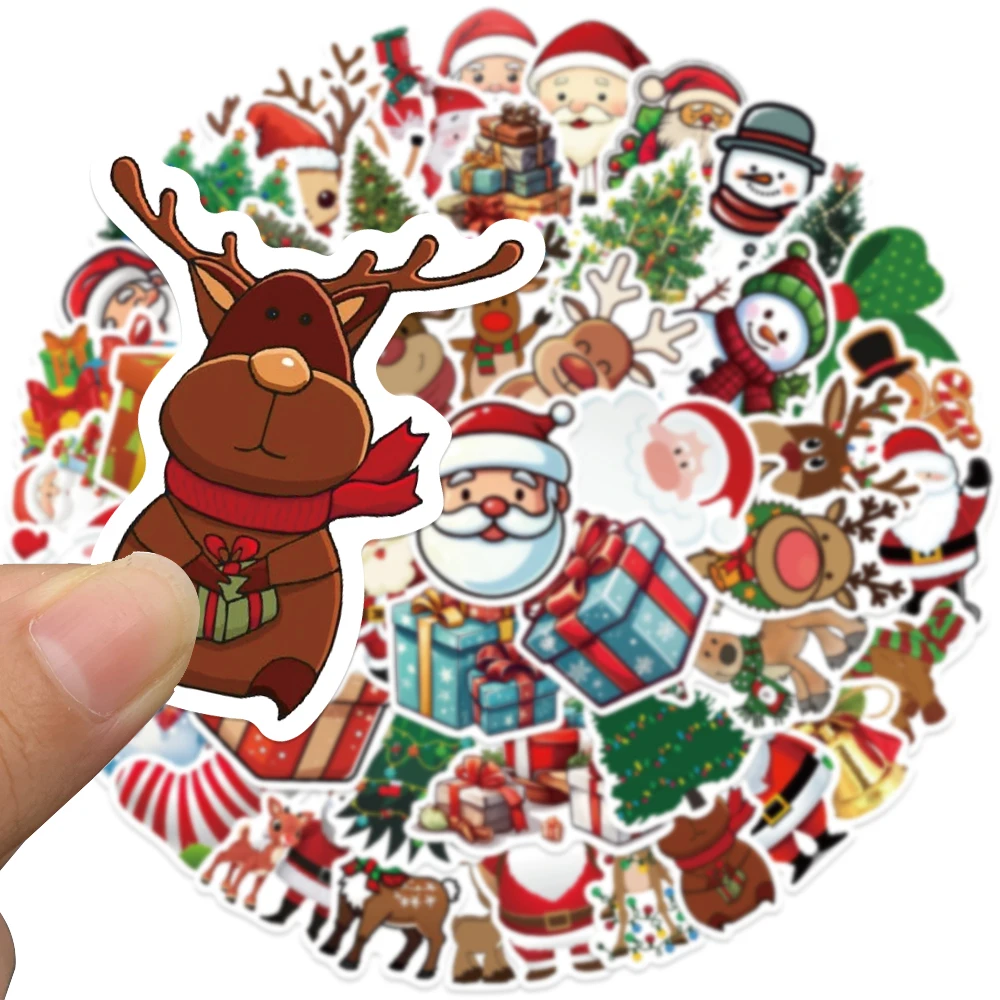 50pcs Christmas Day Stickers Decals For Phone Laptop Suitcase Notebook Guitar Cartoon Graffiti Aesthetic Stickers Kids Toy Gifts