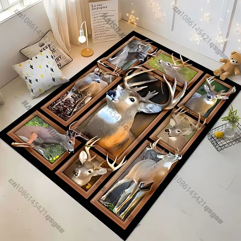 Deer portraits antlers nature showcase carpet Yoga living room room decor children's crawling mat doormat area rug - view 5