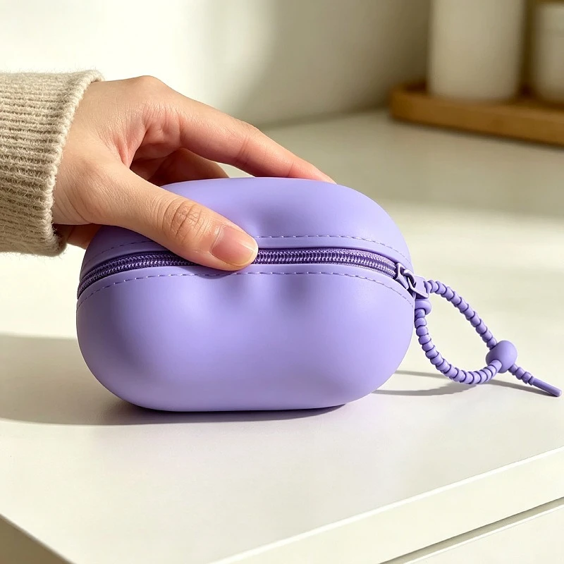 Portable PU Mini Zipper Storage Pouch With Braided Lanyard Small Earphone Jewelry Coin Key Bag Travel Carry‑on Organizer Case