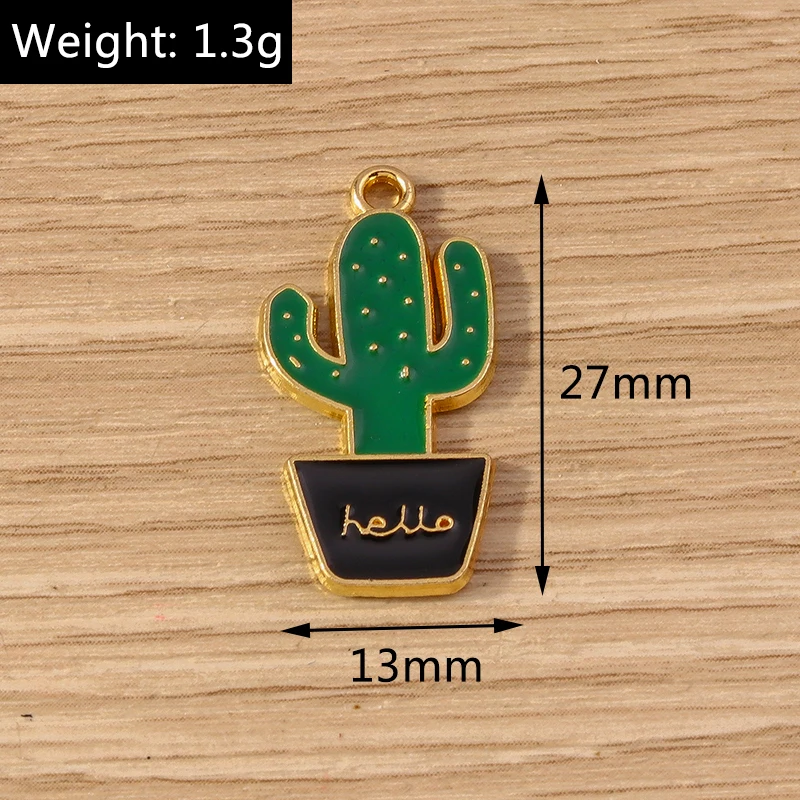10 Stück Mix süße Pflanzen Charms Emaille Kaktus Charms Anhänger für Schmuckherstellung Halsketten Ohrringe Armbänder DIY Bastelzubehör – Detail 5