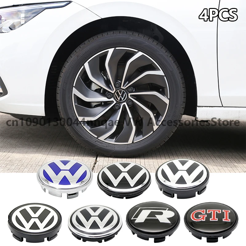 4 Uds 56mm/65mm/66mm/70mm/76mm estilo de coche tapa central de rueda cubiertas de cubo insignia accesorios para Volkswagen Golf 3B 7601171   6N