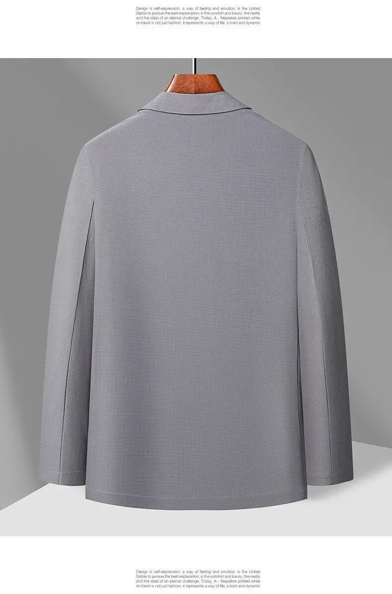 بليزرات رجالية بأكمام طويلة سترة متينة بياقة مقلوبة سترات عمل ملابس خارجية سترة فضفاضة 2025 جيوب جديدة غير رسمية #6