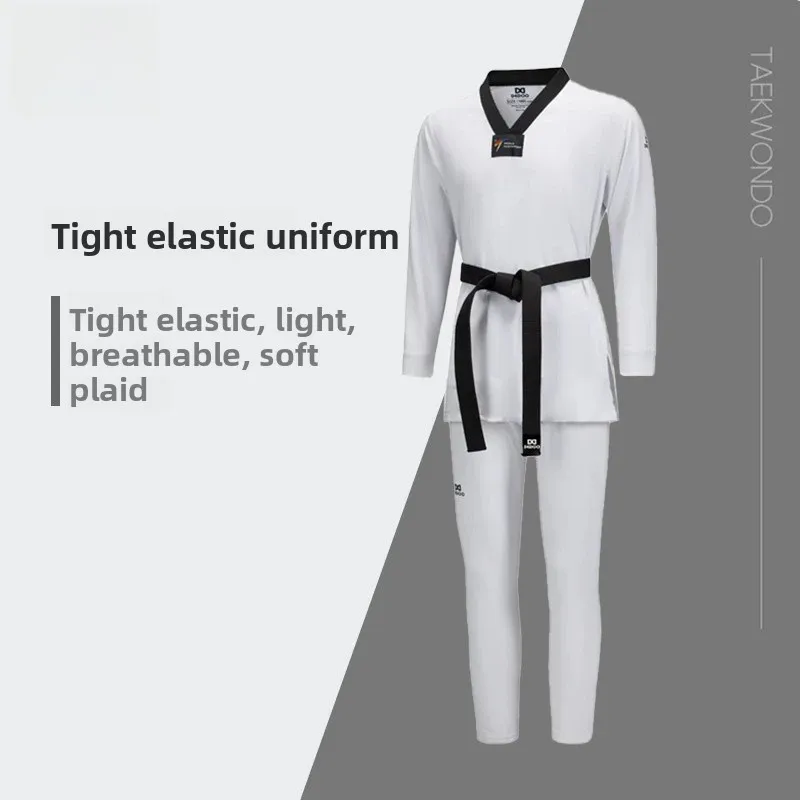 بدلة تايكوندو من DEDOO، ضيقة ومرنة، معتمدة من الاتحاد العالمي للتايكوندو، بدلة منافسة للشباب في الفنون القتالية #5