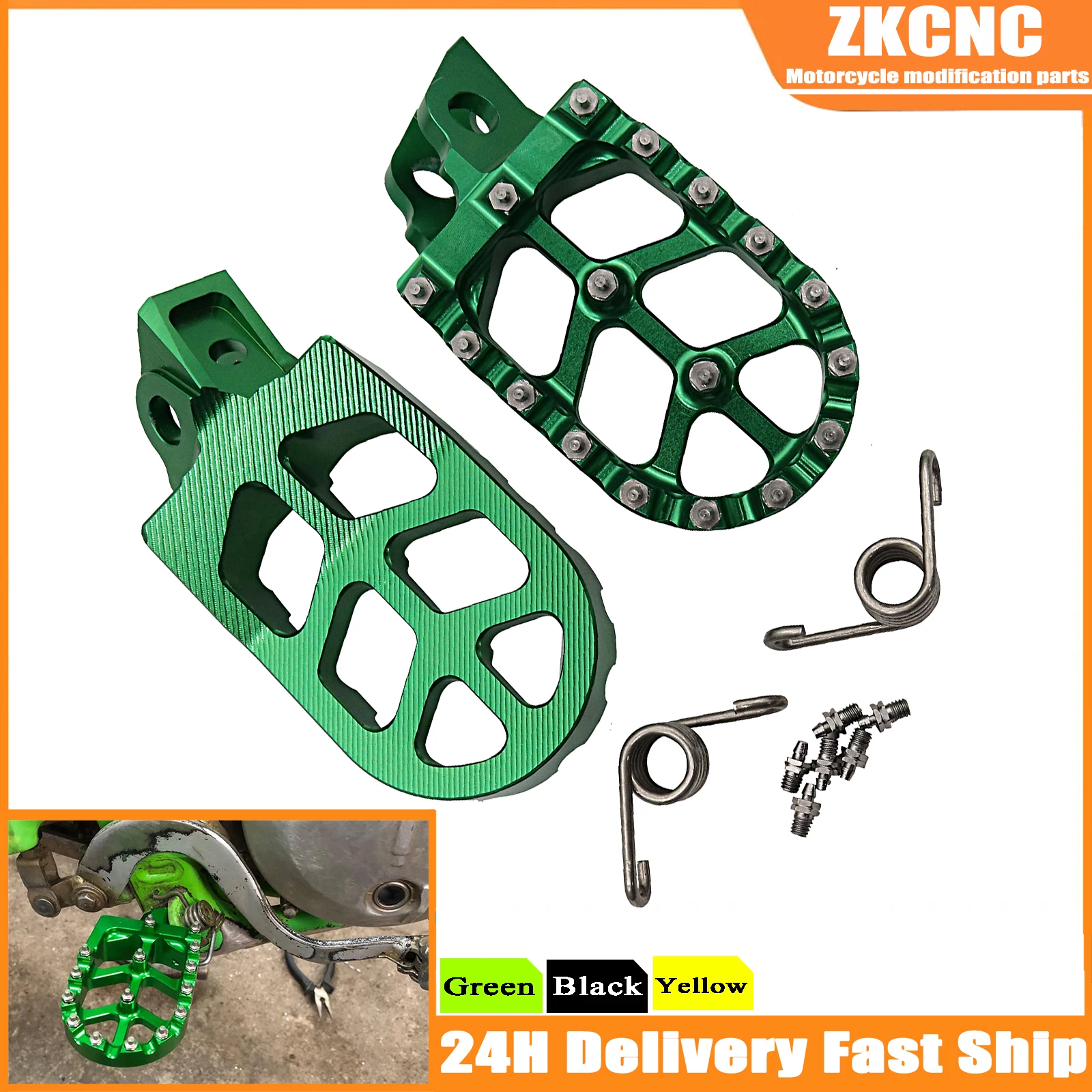 Motorcycle CNC Footpegs Foot Rests Pegs Pedal Footrests For Kawasaki KX65 KX80 KX85 KX100 KX112 KLX140 KLX140L KLX140G 1998-2023