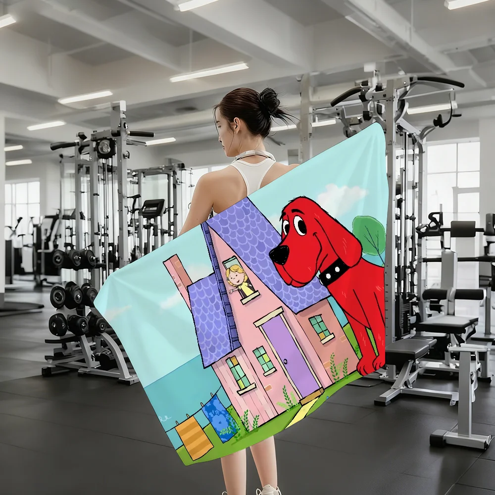 Cartoon Clifford the Big Red Dog Towel Shower Sauna Travel Spa Quick Dry Gym Accessories Soft Large Beach Towels view 4