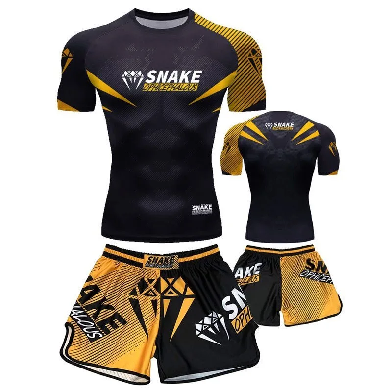2024 New MMA Boxing Short Sleeve Children\'s Suit Sports Men\'s and Women\'s UFC Fighting Breathable Quick Drying Training Set
