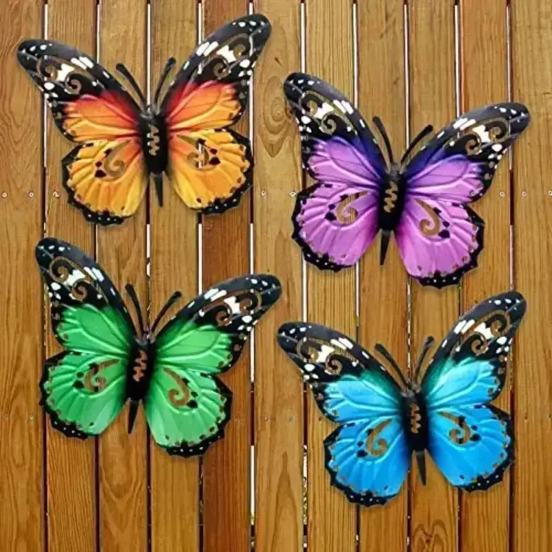 Creative Metal Butterfly Wall Hanging Wall Home Decoration 7-color Butterfly Wall Decoration Art Courtyard Fence Home Gift