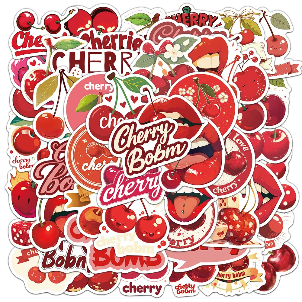 

10/50PCS Cherry Waterproof Graffiti Sticker Aesthetic Scrapbook Decorative Luggage Laptop Cup Phone Guitar DIY Toys Stickers