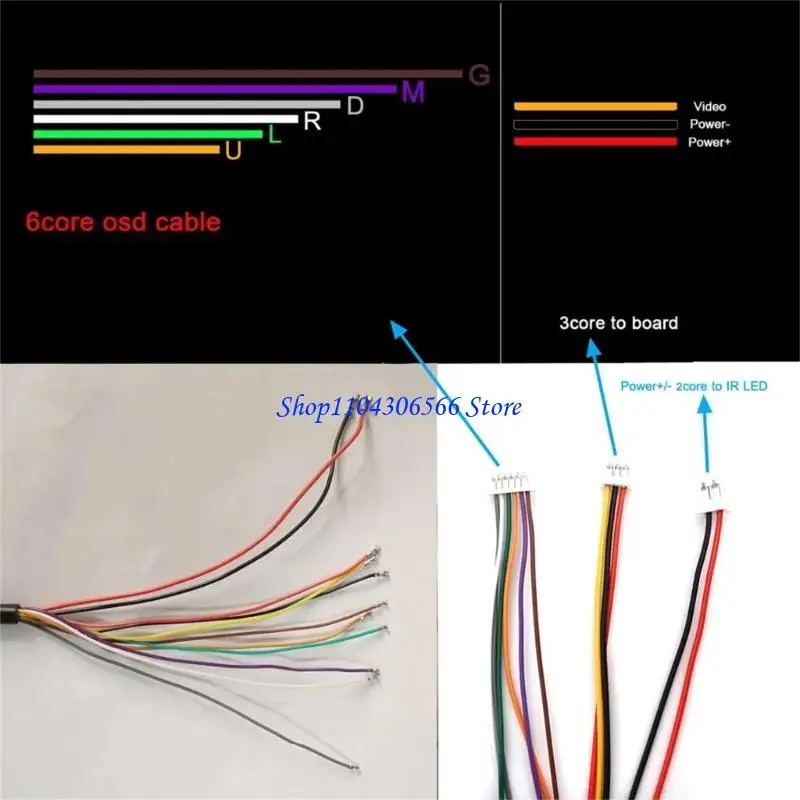 02DD 11 Pin OSD Menu Button Cable For CCTV Camera With Power Input BNC Video