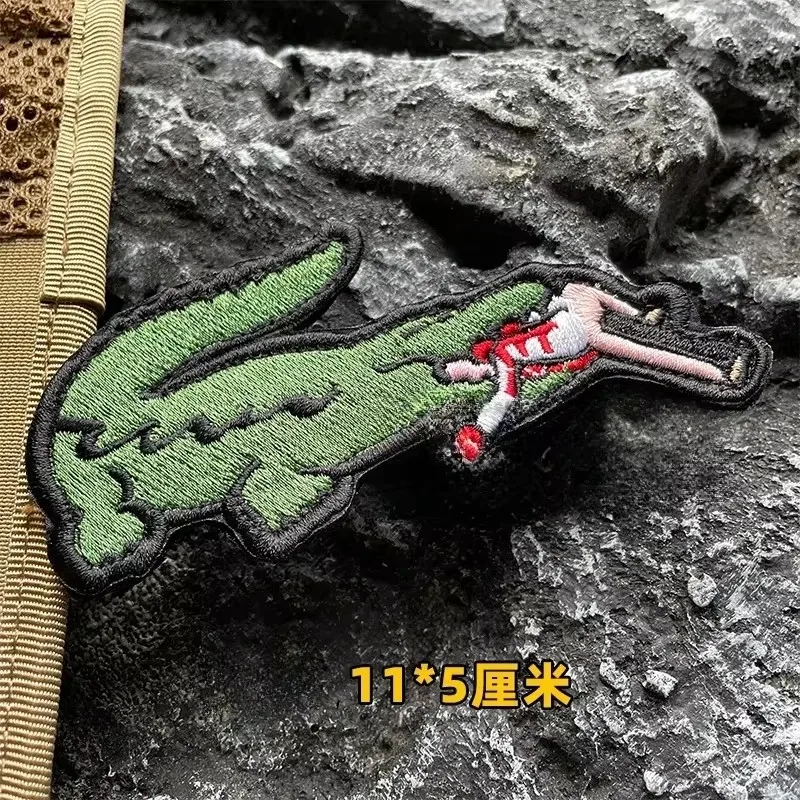 Tactical Photography Camera Morale Badges Embroidery Hook&Loop Patch Military Biting Crocodile Army Armband on Backpack Clothes