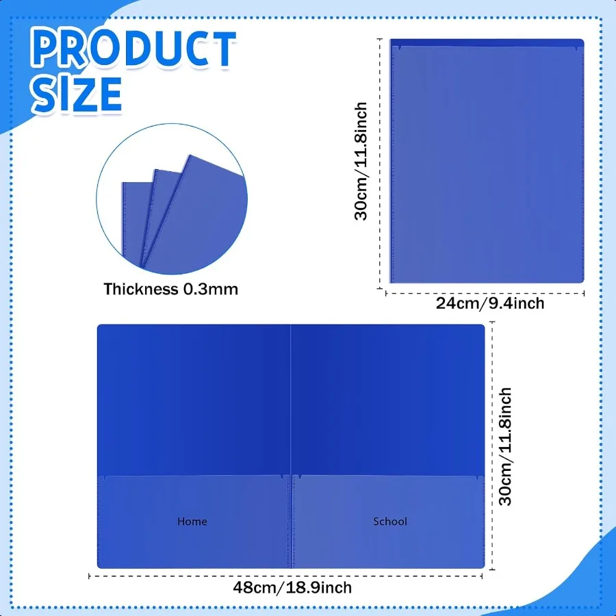 30 Pcs Parent Teacher Classroom Communication Folder with Clear Front Pockets 2 Pockets Homework Folders Take Home Plastic Fold