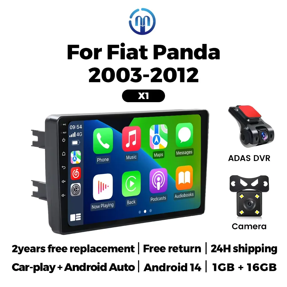 MEKEDE & NAVIFLY Android 14 Intelligent autoradiosysteem Voor Fiat Panda 169 2003-2012 Auto spelen auto Multimedia Video Player GPS