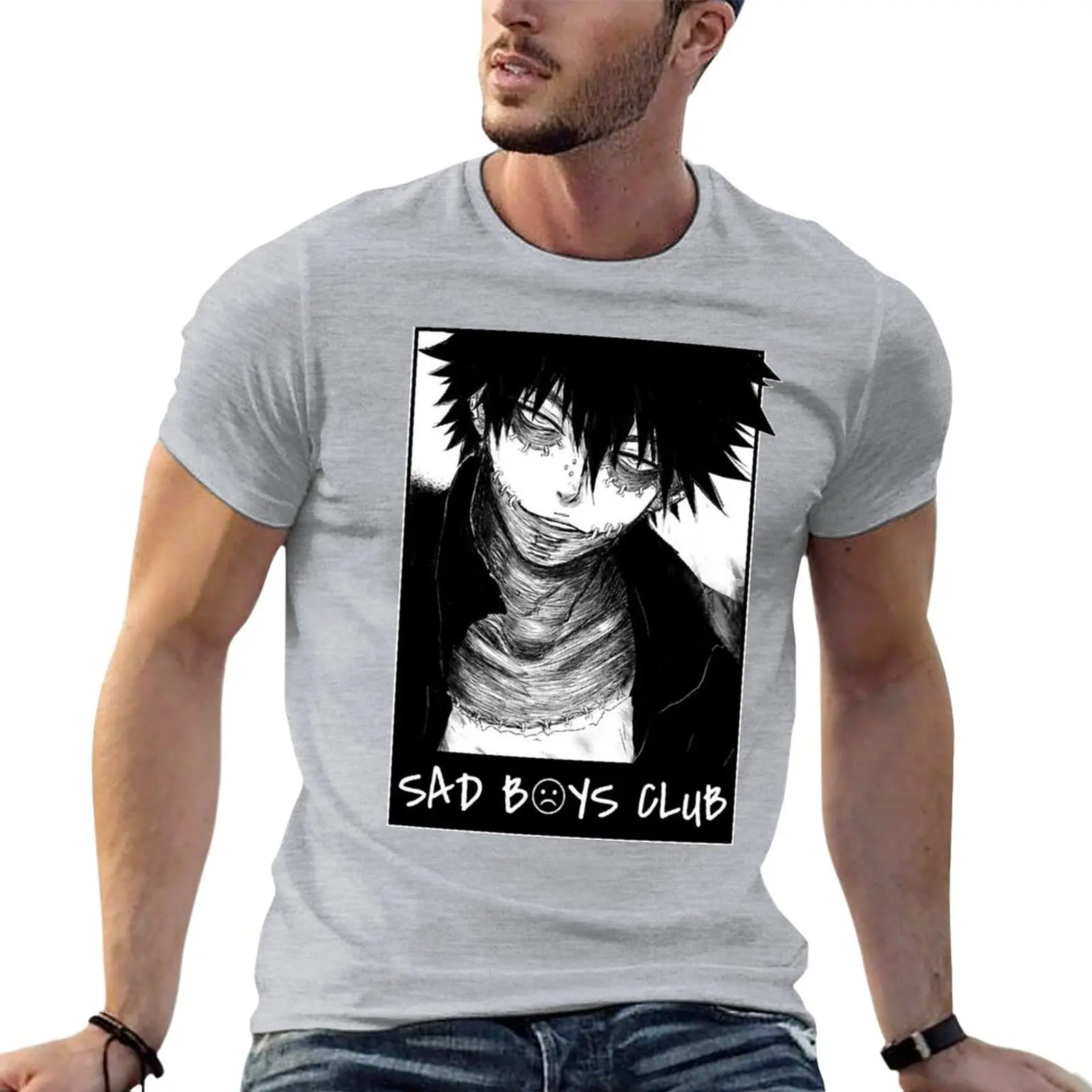 Футболка с принтом грустных мальчиков (Dabi Blueflame), винтажная одежда, футболки из хлопка для мужчин