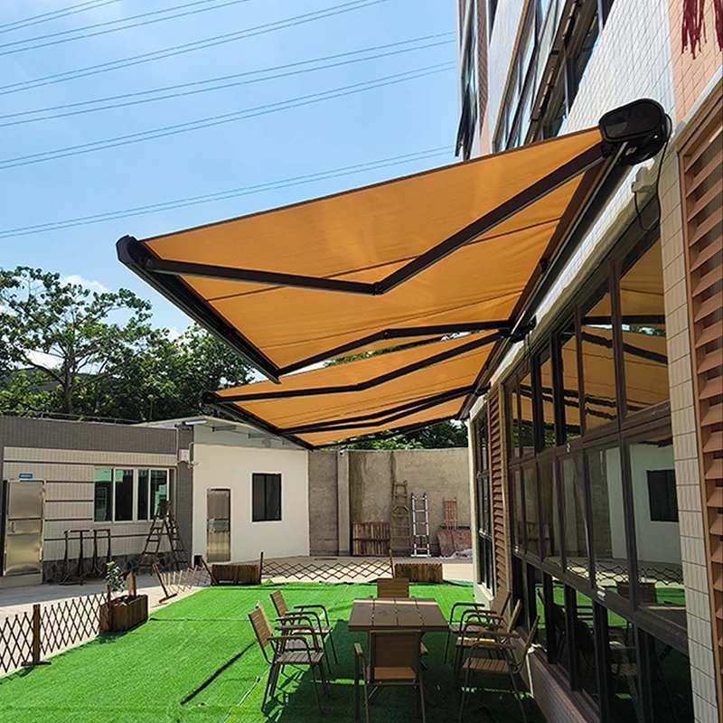 Electric Hand Crank Retractable Awning Full Half Cassette Folding Arm Waterproof Outdoor Sunshade Canopy for Balcony Terrace