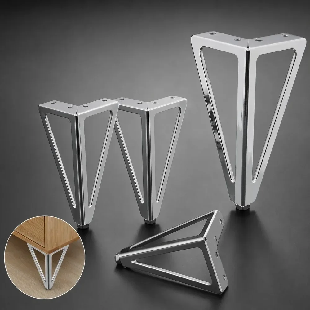 4pcs Heavy Duty Metal Furniture Legs, 4-Inch Sofa Cabinet Table Legs, Replacement Couch Feet for Dresser, Sturdy Steel