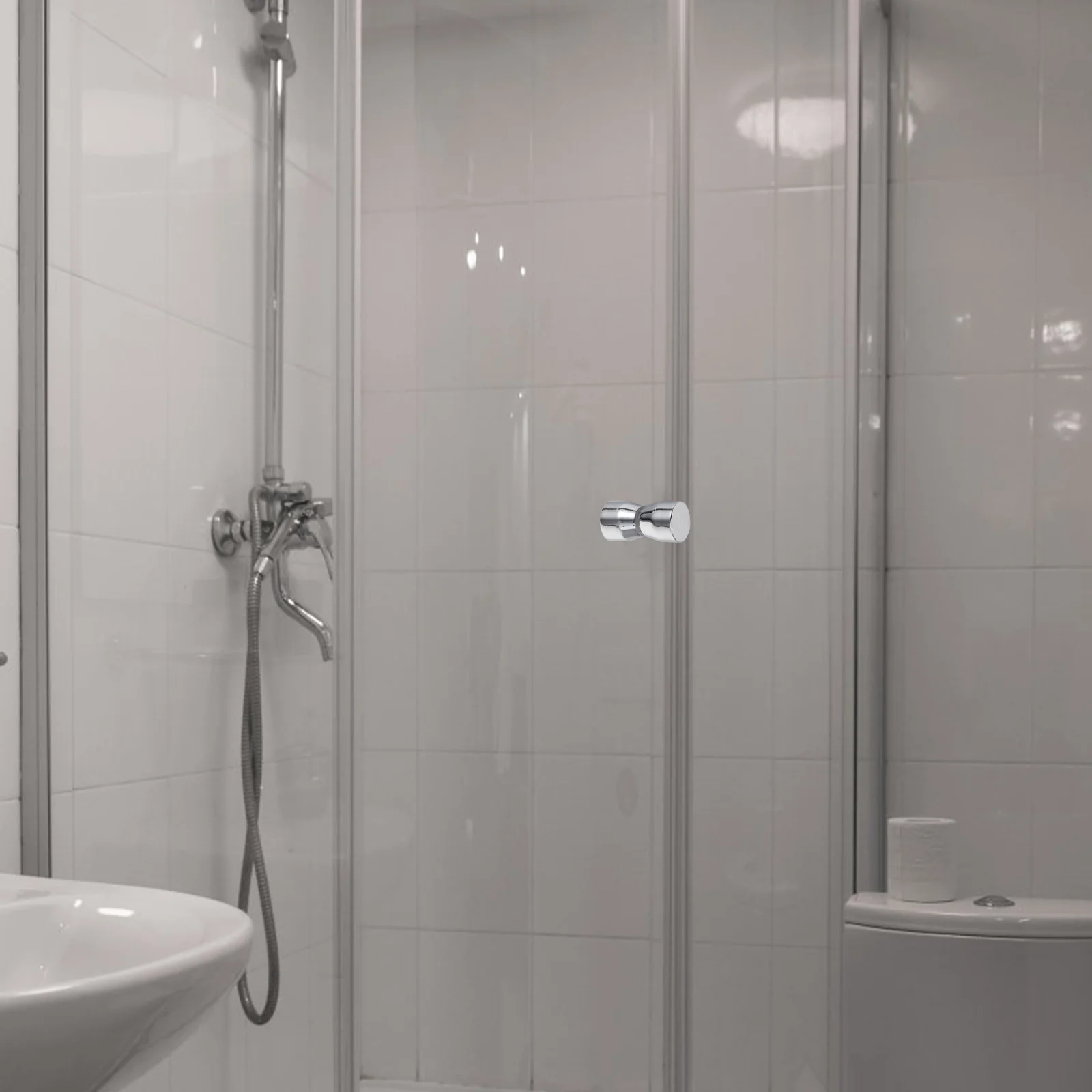 

2Pcs Bathroom Glass Door Handle Knob Aluminum Alloy Double-Sided Round for Shower Room Cabinet Wardrobe Sliding Door Fixtures