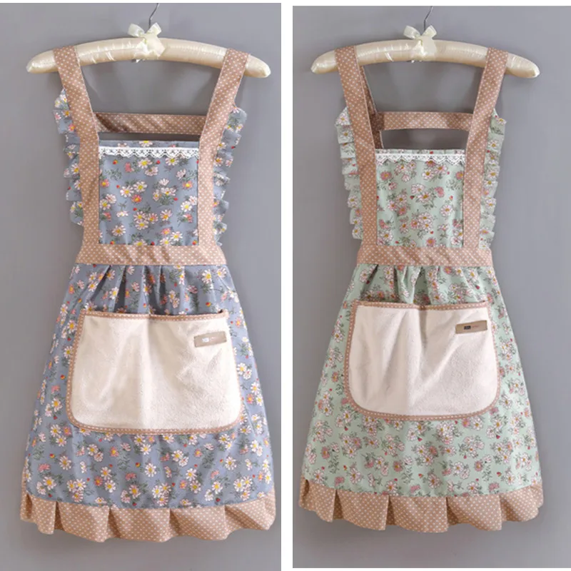 Cotton Canvas Floral Style Home Kitchen Fashion Apron Cooking Female Male Adult Waist Thin Breathable working clothes