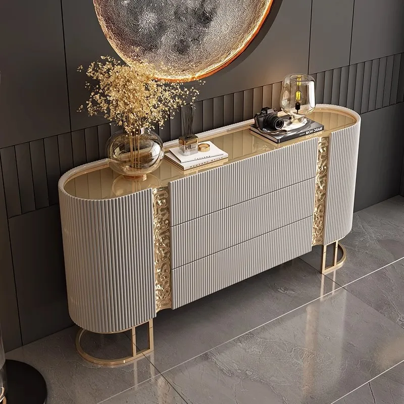 For light luxury chest, high-end dining edge solid wood multi-layer board, entrance, living room partition locker