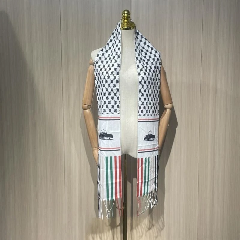 

Versatile Palestine Scarf with Tassels Winter Windproof Arab Scarf for Adult