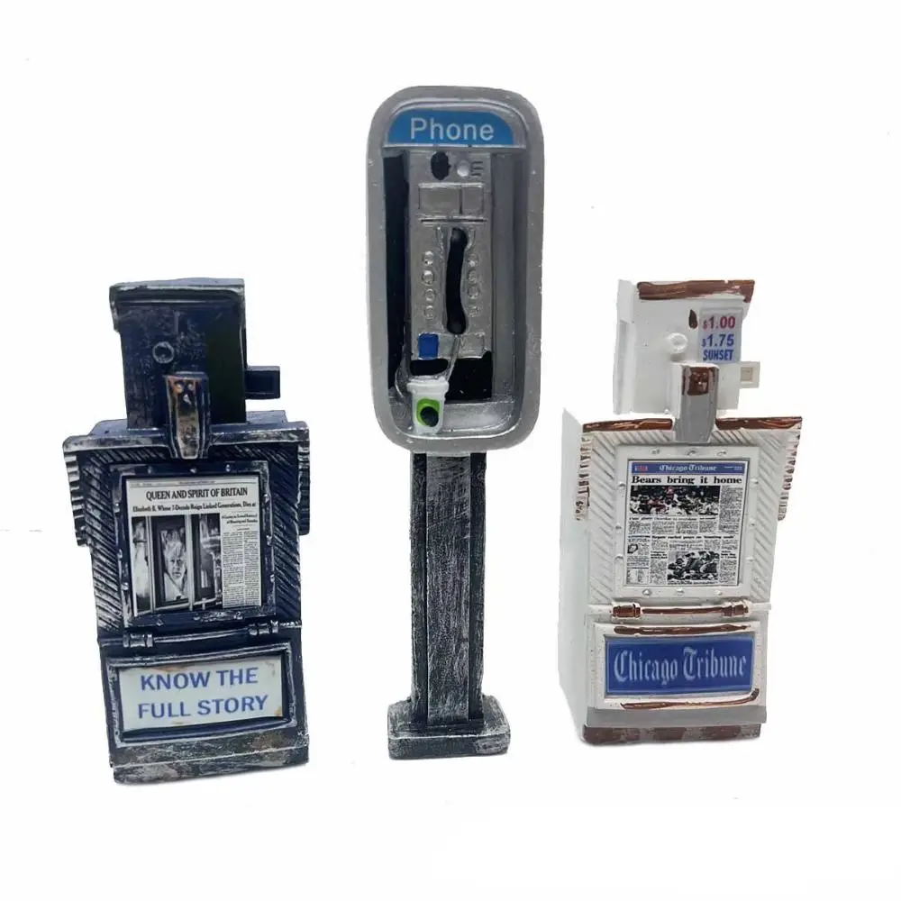 1:12 규모 소형 전화박스 놀이 집 가구 빈티지 스타일 소형 우편함 장식 수제 장식