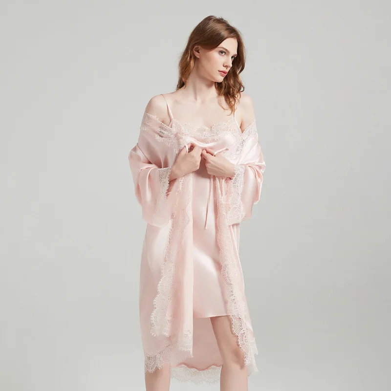 

Mulberry Silk Pajamas Gownwear Silk Robe Women's Long robes Home Wear Silk Dress Sleepwear