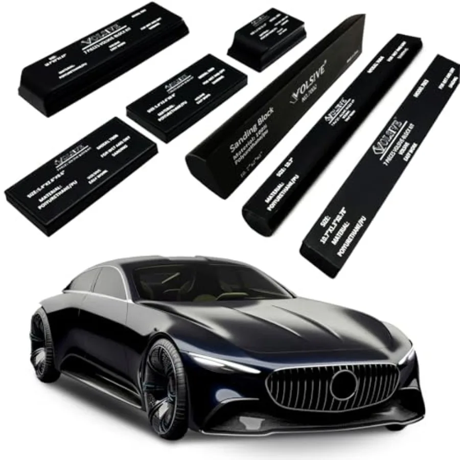 

Набор из 7 гибких шлифовальных инструментов PSA Base для кузовных работ, шлифовки длинных панелей, автомобильной краски, деревообработки и мебели, черный