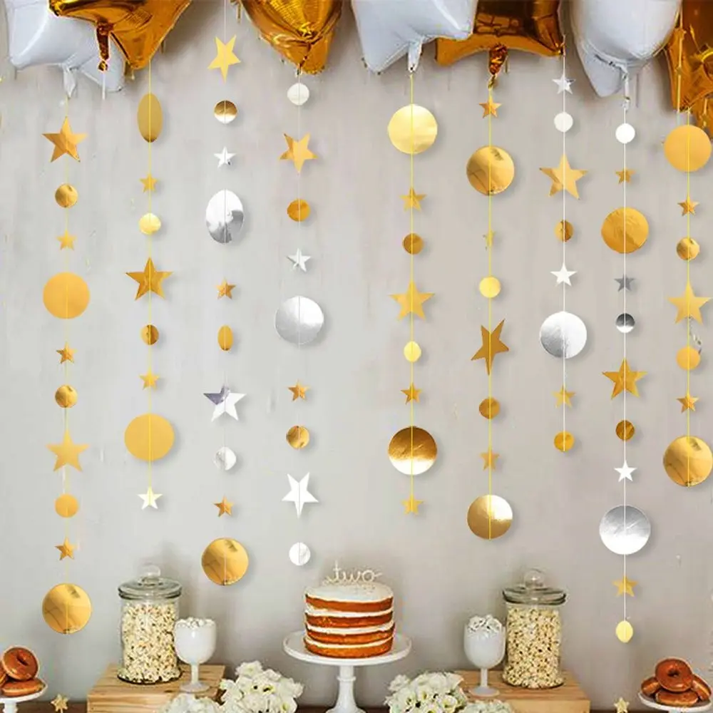 Glitter Star Circle Paper Garland Circle Dot Star Garland Banner Party Supplies