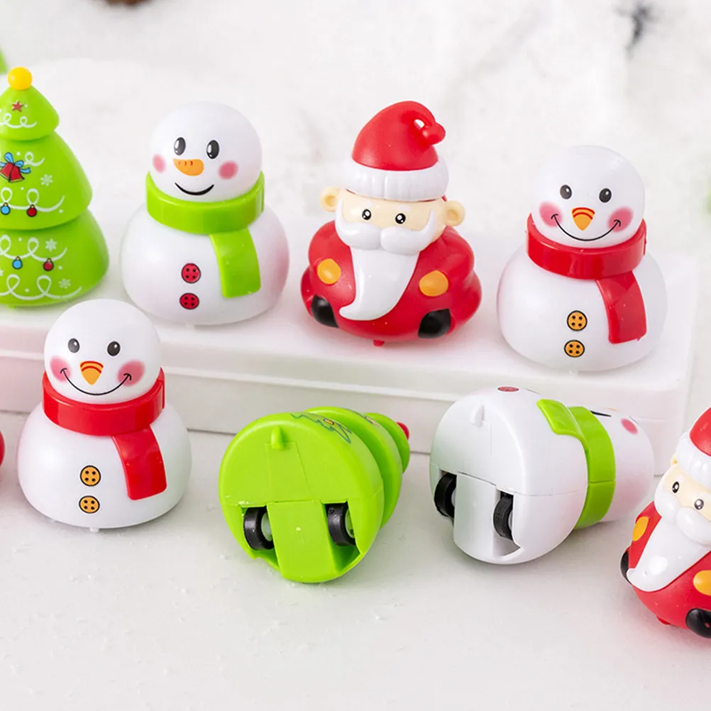 6Pcs Mini Pull Back Cars Christmas Theme Creative Funny Kids Plaything Promotes Color Cognition Thinking Skills Xmas Desktop