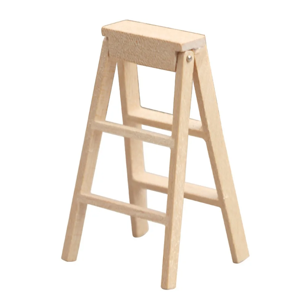 Miniature Model Wooden Ladder Dollhouse Dollhouse DIY Wooden Dollhouse Mini Ladder Creative Cute Creative Figurine Stairs