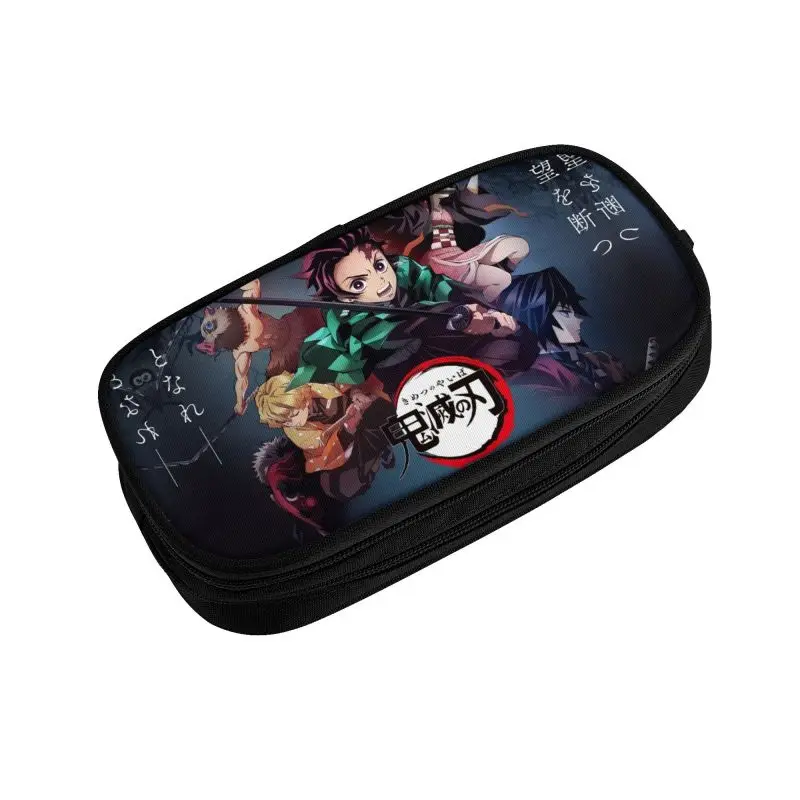 Cute Demon Slayer Kimetsu No Yaiba Pencil Cases for Girls Boys Large Capacity Anime Manga Pencil Bag School Accessories