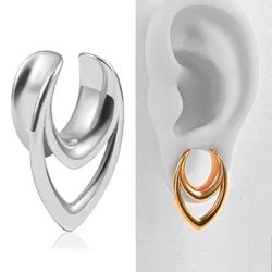 Vankula 2PCS Fashion Water Drop Hollow Saddle Ear Tunnels Plugs Expander Stretchers 316 Stainless Steel Body Jewelry Earrings