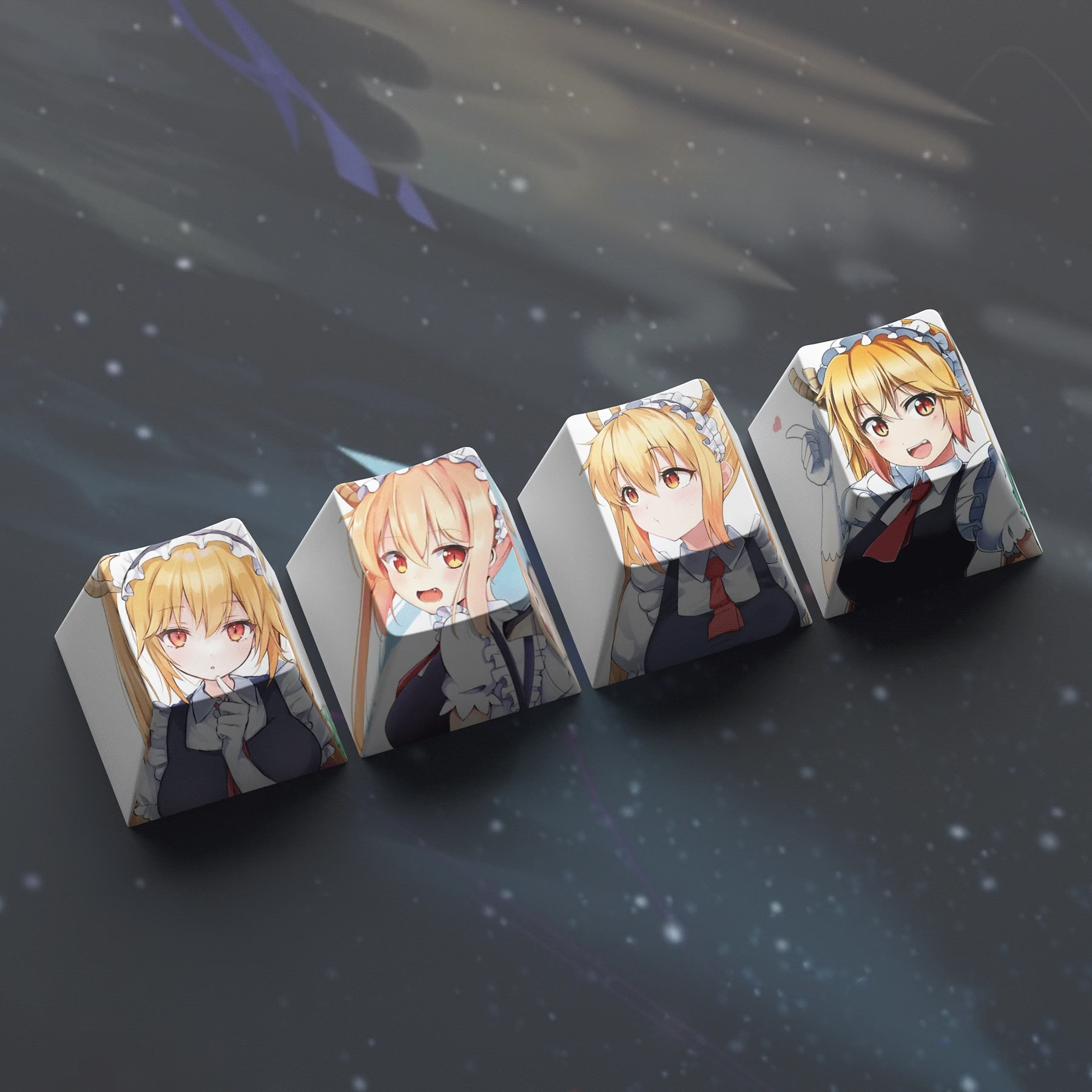 4 teclas/conjunto senhorita kobayashi dragão empregada keycaps pbt tampas de chave de sublimação de tinta para interruptores mx cereja perfil keycap tohru